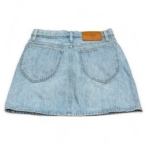 FRAME Le Italien Denim Mini Skirt Size 26 | Light Wash High Rise Raw Hem‎